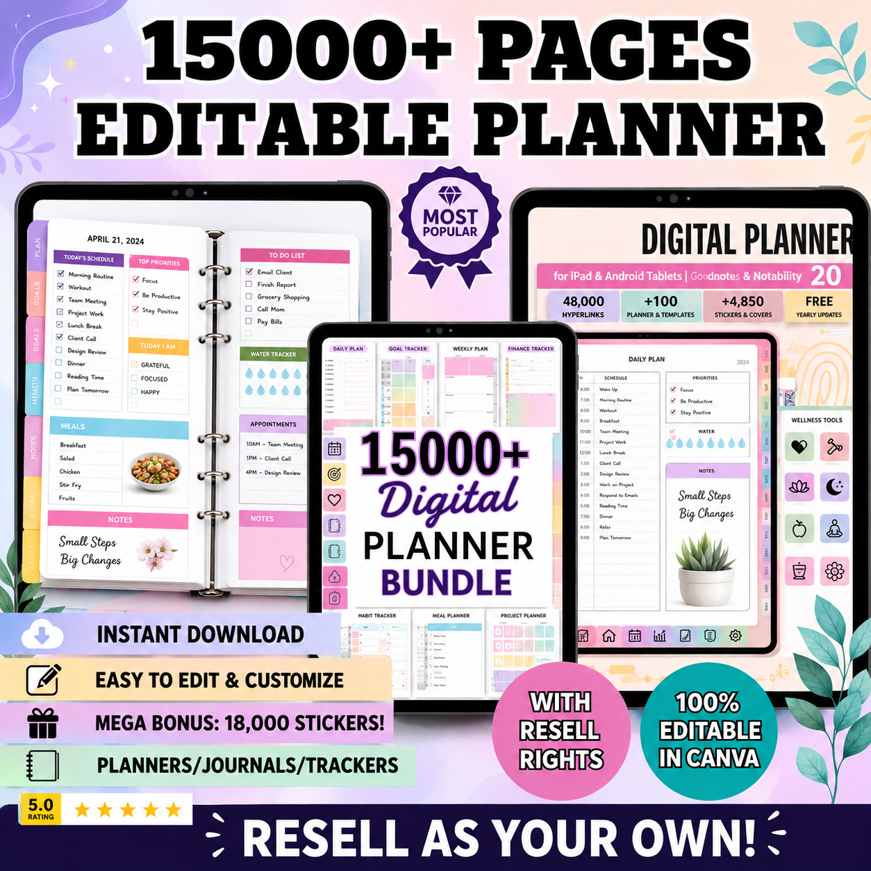 15,000+ Pages PLR Planners, Journals, & Templates | with Resell Rights