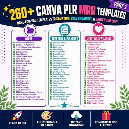 15,000+ Pages PLR Planners, Journals, & Templates | with Resell Rights