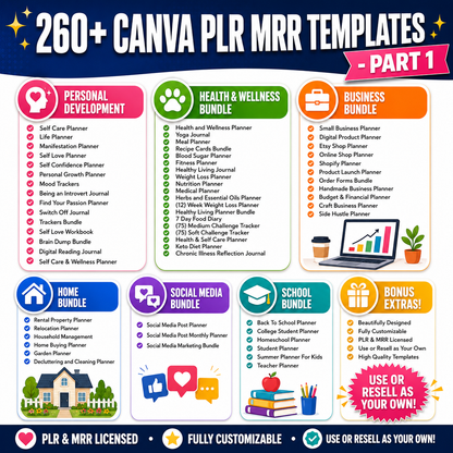 15,000+ Pages PLR Planners, Journals, & Templates | with Resell Rights