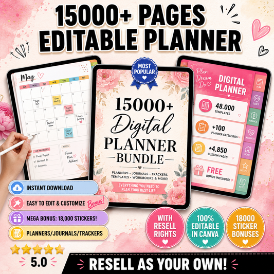 15,000+ Pages PLR Planners, Journals, & Templates | with Resell Rights